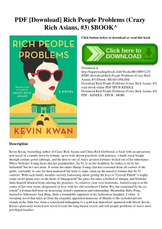 PDF [Download] Rich People Problems (Crazy Rich Asians  #3) $BOOK^