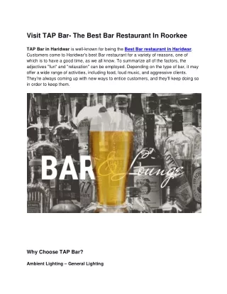 Best Bar In Haridwar-Tap Bar