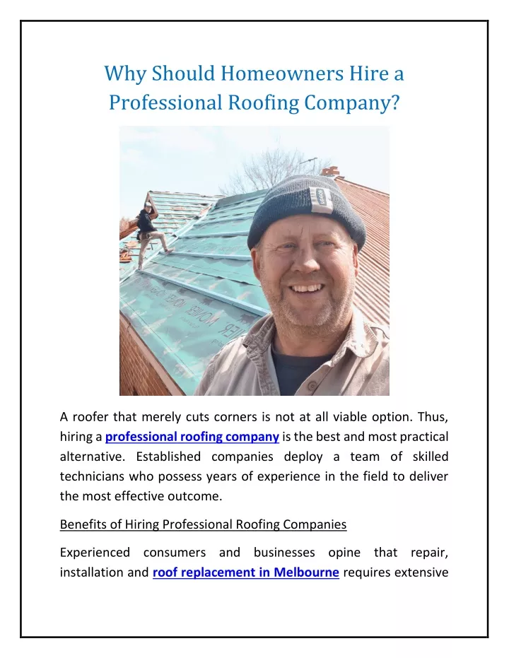 why should homeowners hire a professional roofing