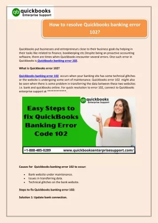 how to resolve quickbooks banking error 102