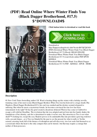 (PDF) Read Online Where Winter Finds You (Black Dagger Brotherhood  #17.5) $^DOWNLOAD#$