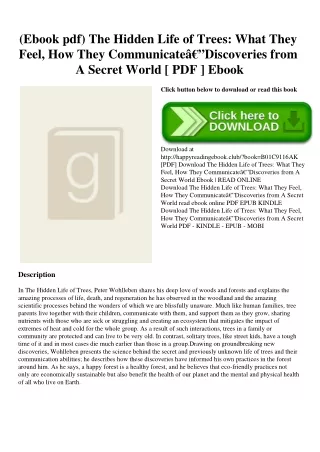 (Ebook pdf) The Hidden Life of Trees What They Feel  How They Communicateâ€”Discoveries from A Secret World [ PDF ] Eboo