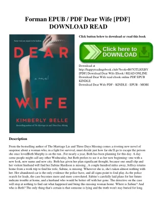 Forman EPUB  PDF Dear Wife [PDF] DOWNLOAD READ
