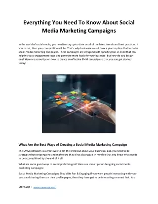 Everything You Need To Know About Social Media Marketing Campaigns