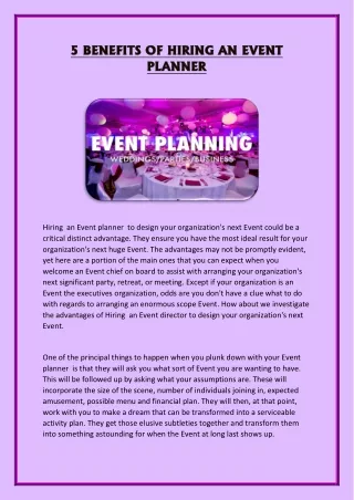5 benefits of hiring an event 5 benefits