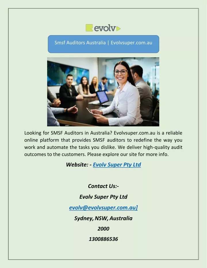 smsf auditors australia evolvsuper com au