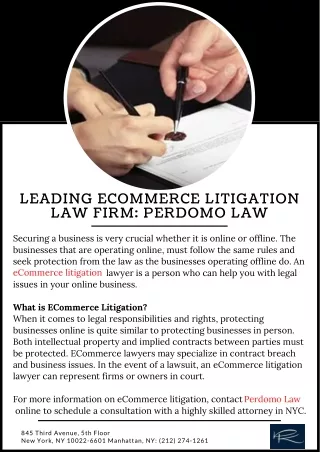 Leading eCommerce Litigation Law Firm: Perdomo Law