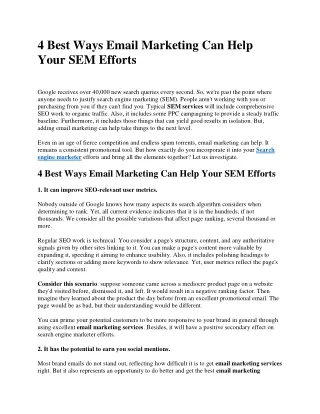 4 Best Ways Email Marketing Can Help Your SEM Efforts