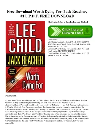 Free Download Worth Dying For (Jack Reacher  #15) P.D.F. FREE DOWNLOAD