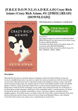 [F.R.E.E D.O.W.N.L.O.A.D R.E.A.D] Crazy Rich Asians (Crazy Rich Asians  #1) [[FREE] [READ] [DOWNLOAD]]