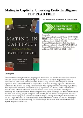 (READ PDF EBOOK) Mating in Captivity Unlocking Erotic Intelligence PDF READ FREE