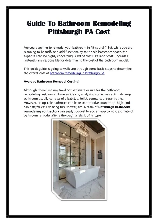 PPT - Guide To Bathroom Remodeling Pittsburgh PA Cost PowerPoint ...
