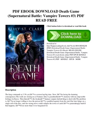 PDF EBOOK DOWNLOAD Death Game (Supernatural Battle Vampire Towers #3) PDF READ FREE