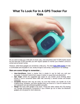 What To Look For In A GPS Tracker For Kids