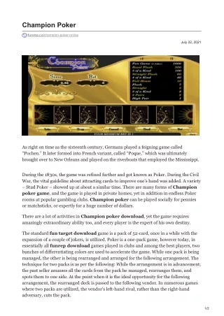 champion poker