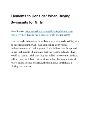 elements to consider when buying