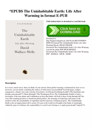 EPUB$ The Uninhabitable Earth Life After Warming in format E-PUB