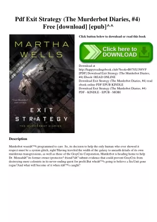 Pdf Exit Strategy (The Murderbot Diaries  #4) Free [download] [epub]^^