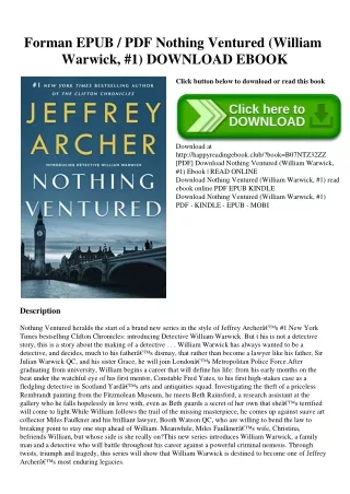 Forman EPUB  PDF Nothing Ventured (William Warwick  #1) DOWNLOAD EBOOK