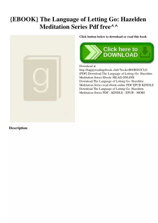 {EBOOK} The Language of Letting Go Hazelden Meditation Series Pdf free^^