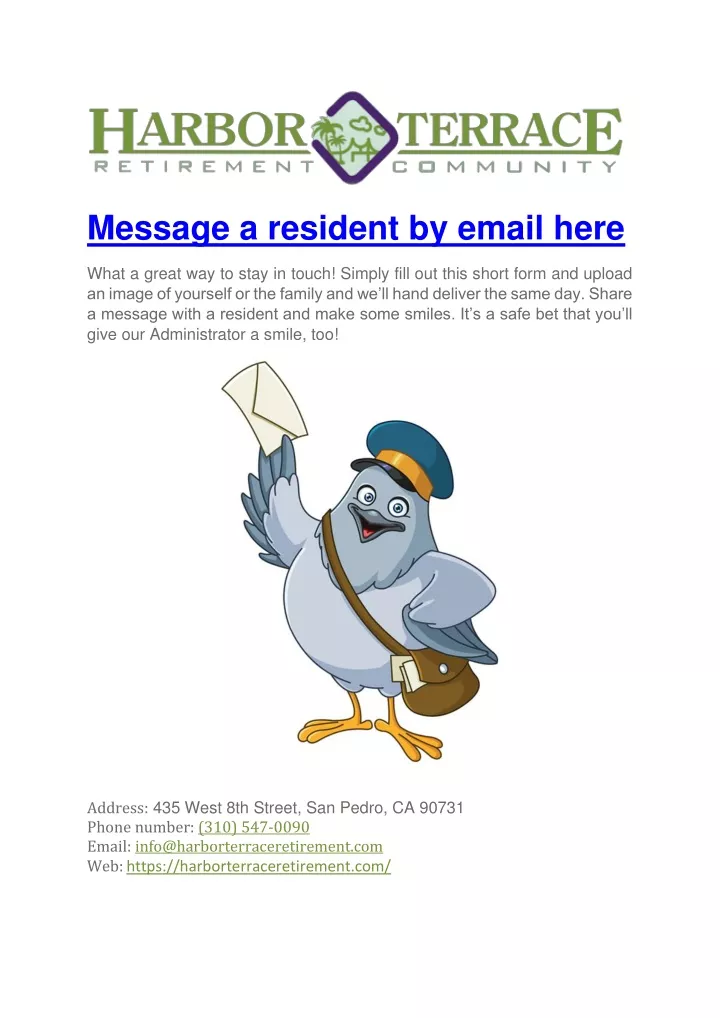 message a resident by email here