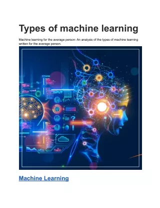 Types of machine learning