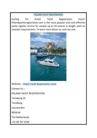 Polish Yacht Registration Costs  Polandyachtsregistration.com