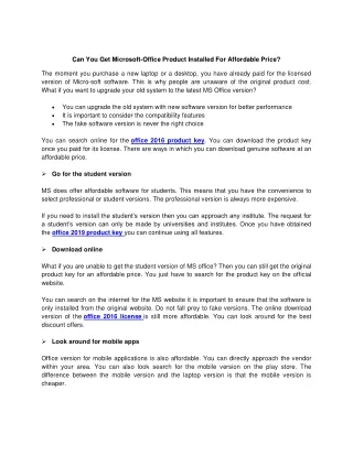 can you get microsoft office product installed