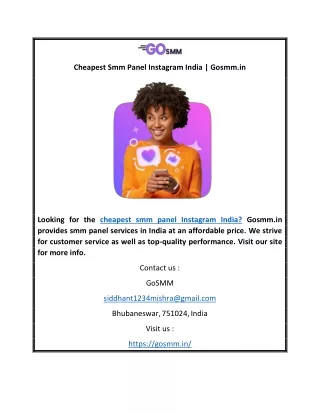 Cheapest Smm Panel Instagram India | Gosmm.in