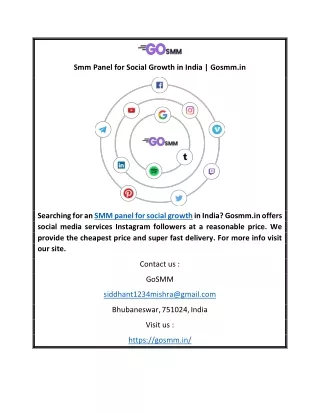 Smm Panel for Social Growth in India | Gosmm.in