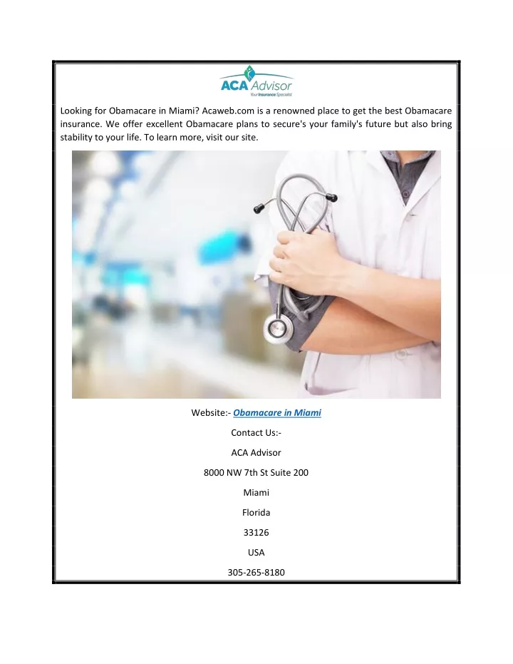 looking for obamacare in miami acaweb