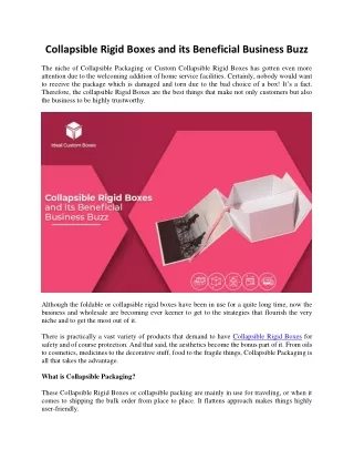 collapsible rigid boxes and its beneficial