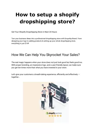 How to setup a shopify dropshipping store_