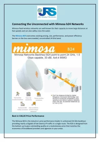 Connecting the Unconnected with Mimosa b24 Networks