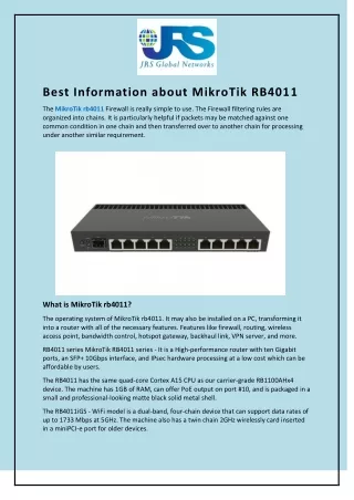 Best Information about MikroTik RB4011