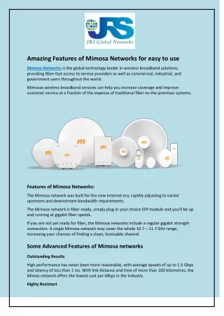Amazing Features of Mimosa Networks for easy to use