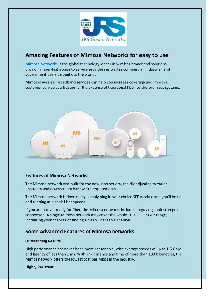 amazing features of mimosa networks for easy