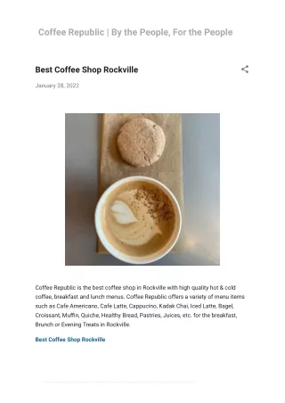 Best Coffee Shop Rockville.