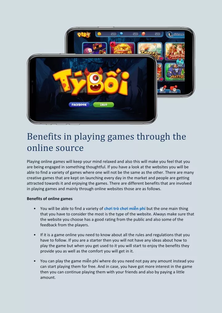 benefits in playing games through the online