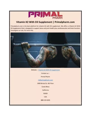 Vitamin K2 With D3 Supplement | Primalpharm.com
