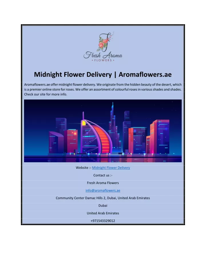 midnight flower delivery aromaflowers ae