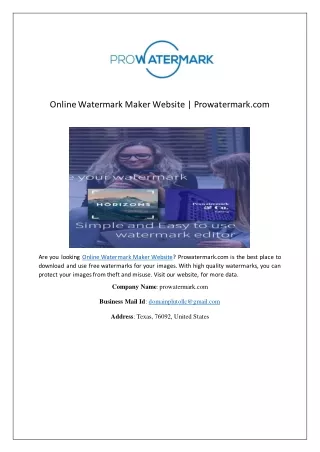 online watermark maker website prowatermark com