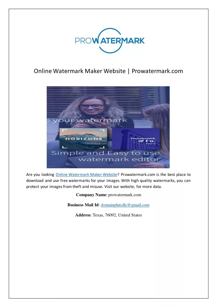 online watermark maker website prowatermark com