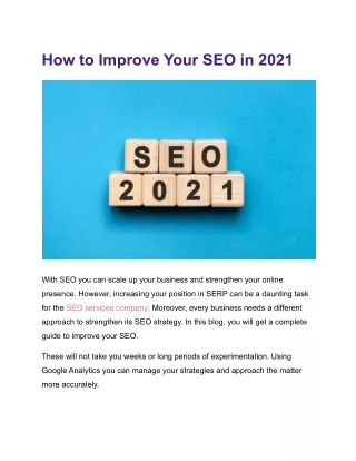 How to Improve Your SEO in 2021