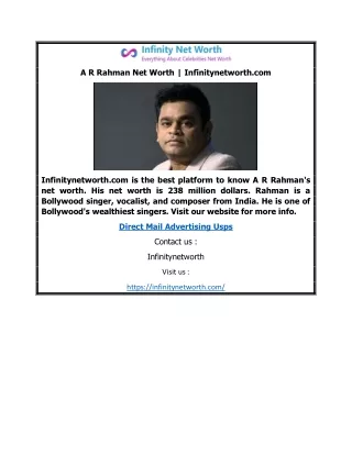 A R Rahman Net Worth | Infinitynetworth.com