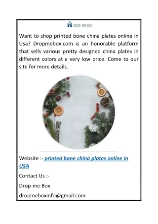 Printed Bone China Plates Online In Usa  Dropmebox.com
