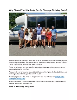 Why Should You Hire Party Bus For Teenage Birthday Party