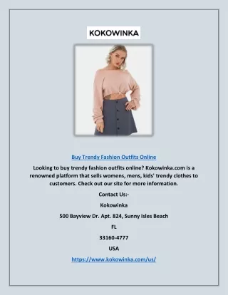 Buy Trendy Fashion Outfits Online | Kokowinka.com