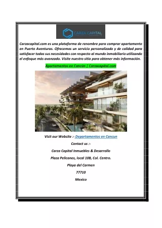 Apartamentos en Cancún  Carzacapital.com
