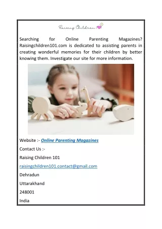 Online Parenting Magazines  Raisingchildren101.com